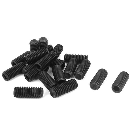 Uxcell M8 x 20mm 1.25mm Pitch Hex Socket Set Cup Point Grub Screws Black (20-pack)