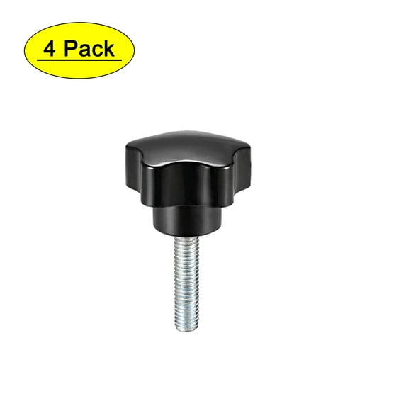 Uxcell M8 x 20mm Male Thread 39mm Head Star Knobs Zinc Plated Black 4 Pack