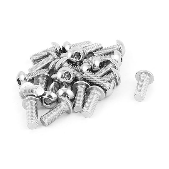 Uxcell M8 x 20mm Silver Tone Stainless Steel Button Head Socket Cap Screw (25-Pack)