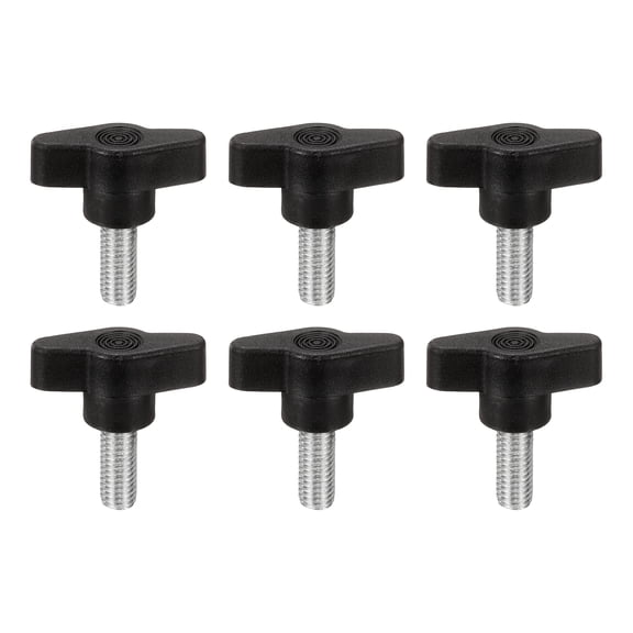 Uxcell M8 x 20mm Tee Wing Thumb Screws, 6Pcs Carbon Steel Mechanical Handle Bolt Thumb Screws for Remove Replace Hand Clamping Tightening Knobs Power Supply, Black