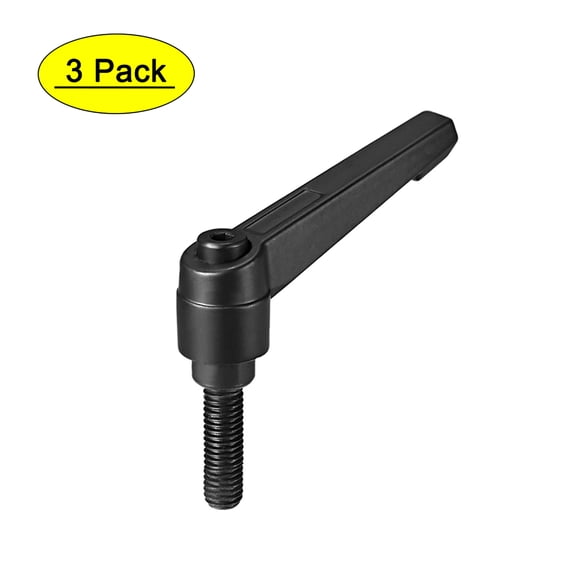 Uxcell M8 x 25mm Metric Adjustable Clamping Lever Handle with Stud Black 3 Pack