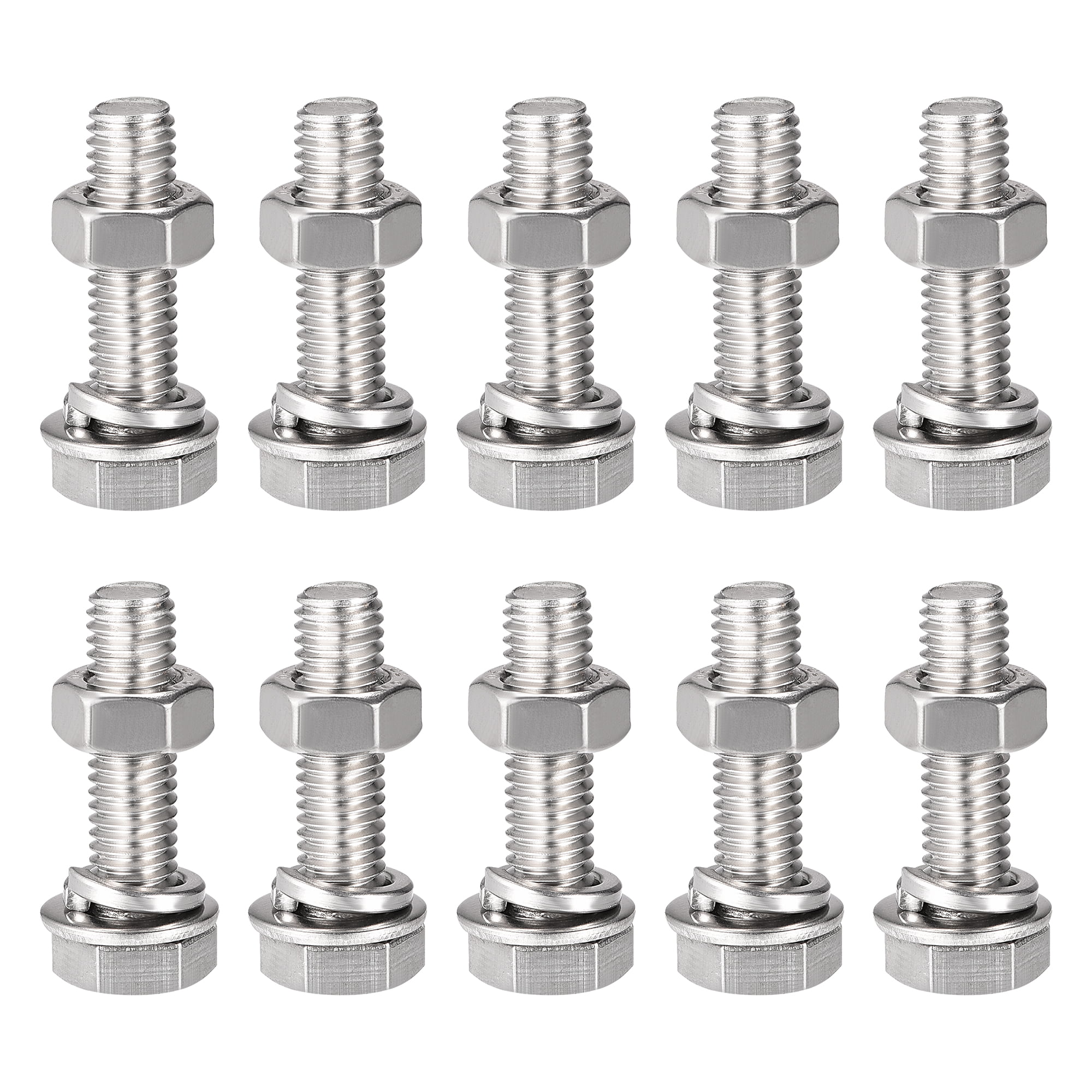 Uxcell M8 x 30mm 304 Stainless Steel Hex Head Screws Bolts, Nuts