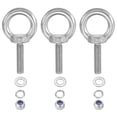thumbnail image 1 of Uxcell M8 x 30mm Lifting Shoulder Eye Bolt 304 Stainless Steel Lifting Ring Threaded Eyebolt with Nuts and Washers 3Pcs, 1 of 5