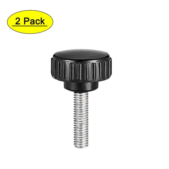 Uxcell M8 x 30mm Male Thread 32mm Round Head Knurled Clamping Knobs Black 2 Pack