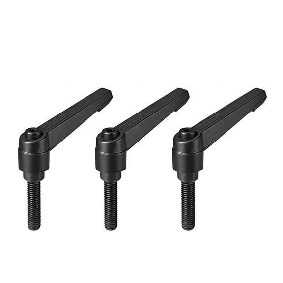 Uxcell M8 x 32mm Metric Adjustable Clamping Lever Handle with Stud Black 3 Pack