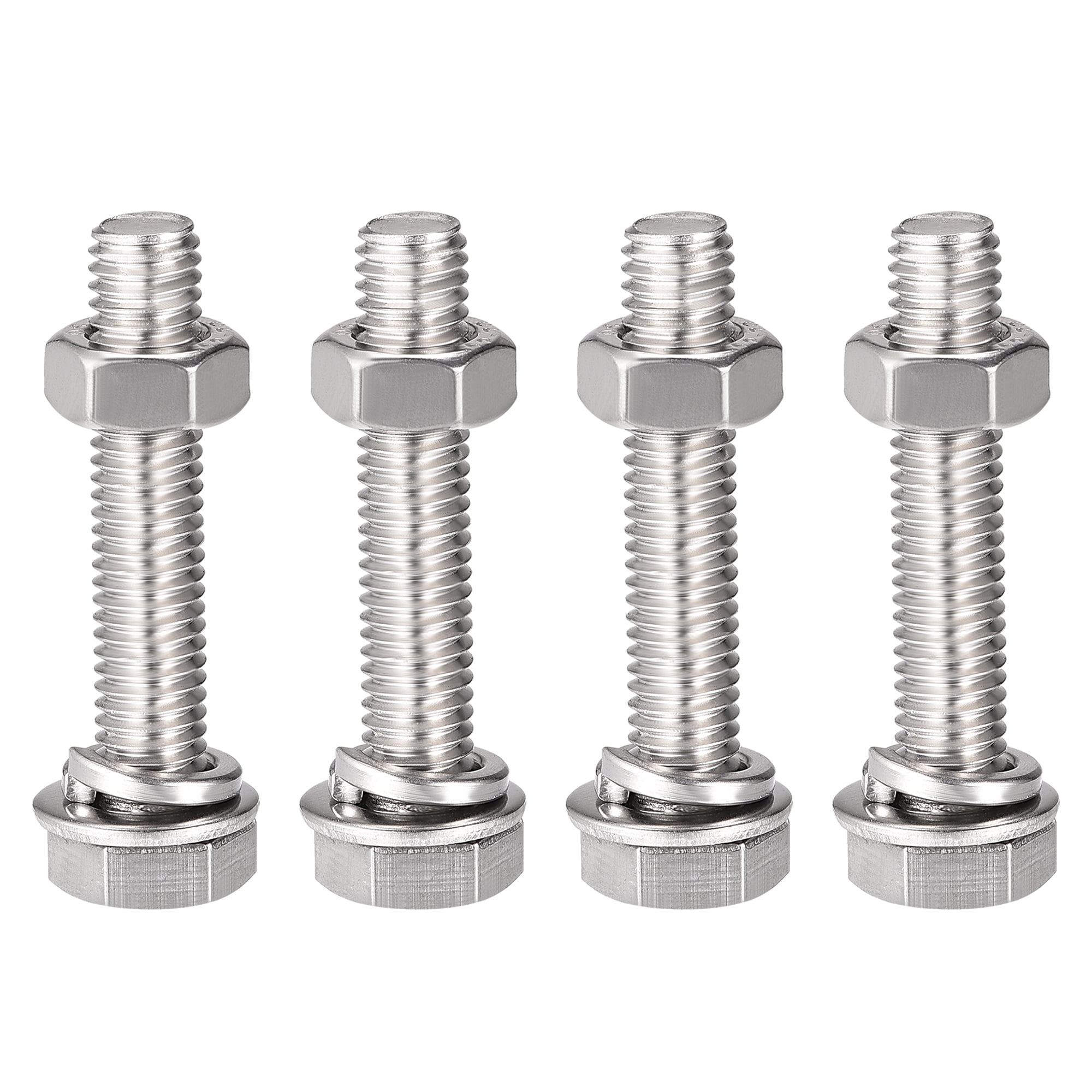 Uxcell M8 x 40mm 304 Stainless Steel Hex Head Screws Bolts, Nuts, Flat
