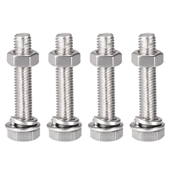 Uxcell M8 x 40mm 304 Stainless Steel Hex Head Screws Bolts, Nuts, Flat & Lock Washers Kits 4 Sets