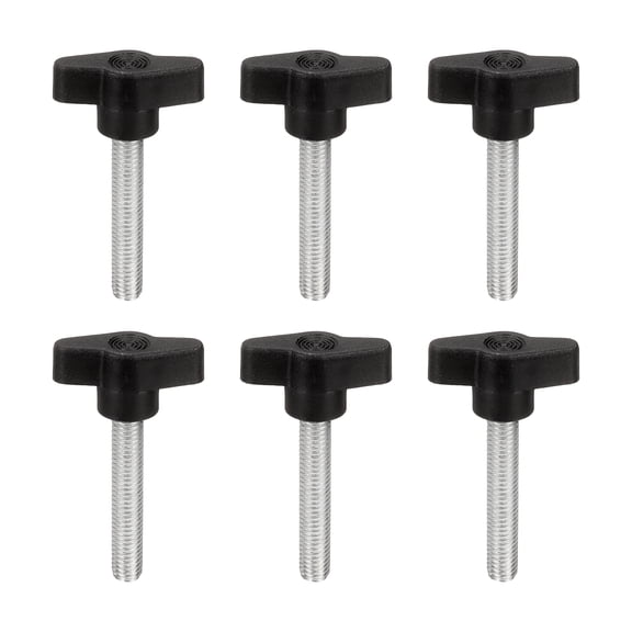 Uxcell M8 x 45mm Tee Wing Thumb Screws, 6Pcs Carbon Steel Mechanical Handle Bolt Thumb Screws for Remove Replace Hand Clamping Tightening Knobs Power Supply, Black