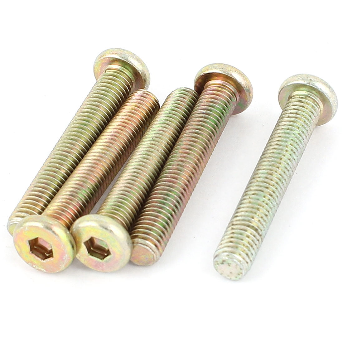 Uxcell M8 x 50mm Full Thread Hex Socket Head Cap Screws Bolts Bronze Tone (5-pack)