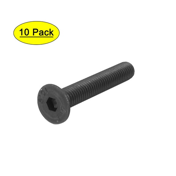 Uxcell M8 x 50mm Metric Hex Socket Countersunk Flat Head Screw Bolts Black (10-pack)