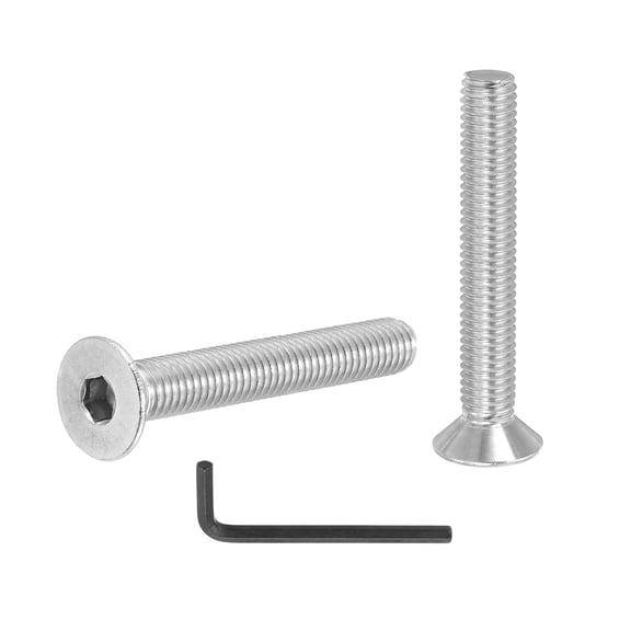 Uxcell Flat Head Socket Cap Screws, 304 Stainless Steel Head Screw Bolts Hex Socket Drive Countersunk Bolts M8 x 55mm