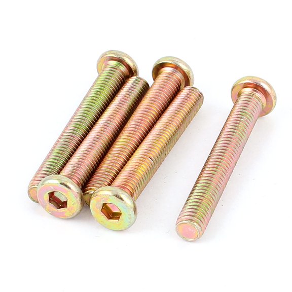 Uxcell M8 x 55 mm Metal Male Thread Hex Socket Head Cap Screws Bolts for Indoor Office Bronze Tone 5Pcs