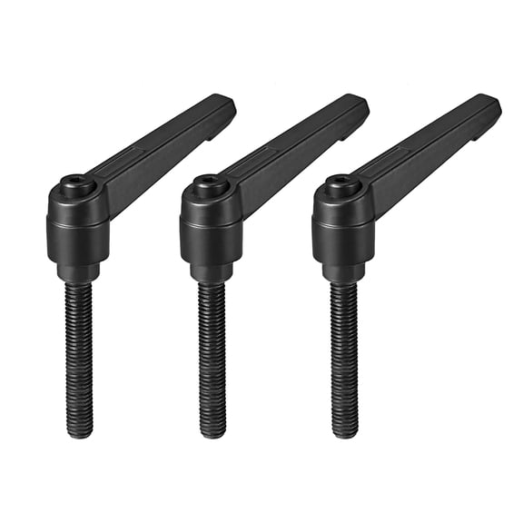 Uxcell M8 x 60mm Metric Adjustable Clamping Lever Handle with Stud Black 3 Pack