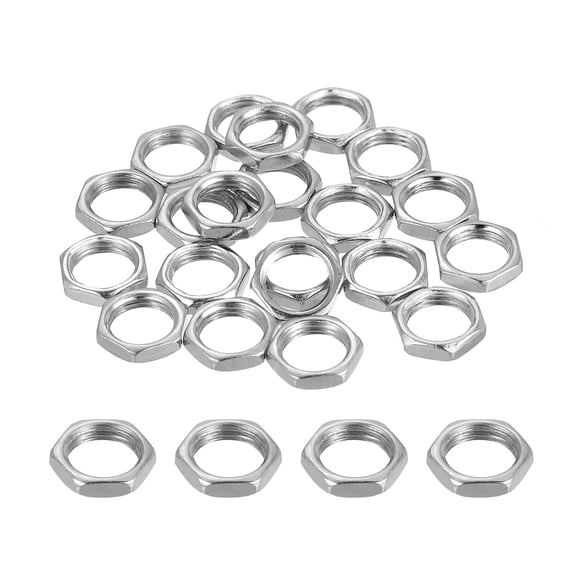 Uxcell M8x0.75x2mm Steel Hex Nuts, 25Pcs Metric Thread Carbon Steel Zinc Plated Finished Hardware Metal Screw Nuts Fasteners for Machinery Manufacturing, Industrial Use, 10mm Width