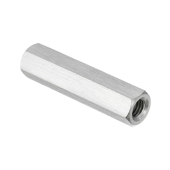 Uxcell M8x1.25 Pitch 304 Stainless Steel Hex Coupling Nuts, 60mm / 2.36" Length Coarse Fully Threaded Rod Coupling Nut Studding Connector Fasteners, Silver Tone