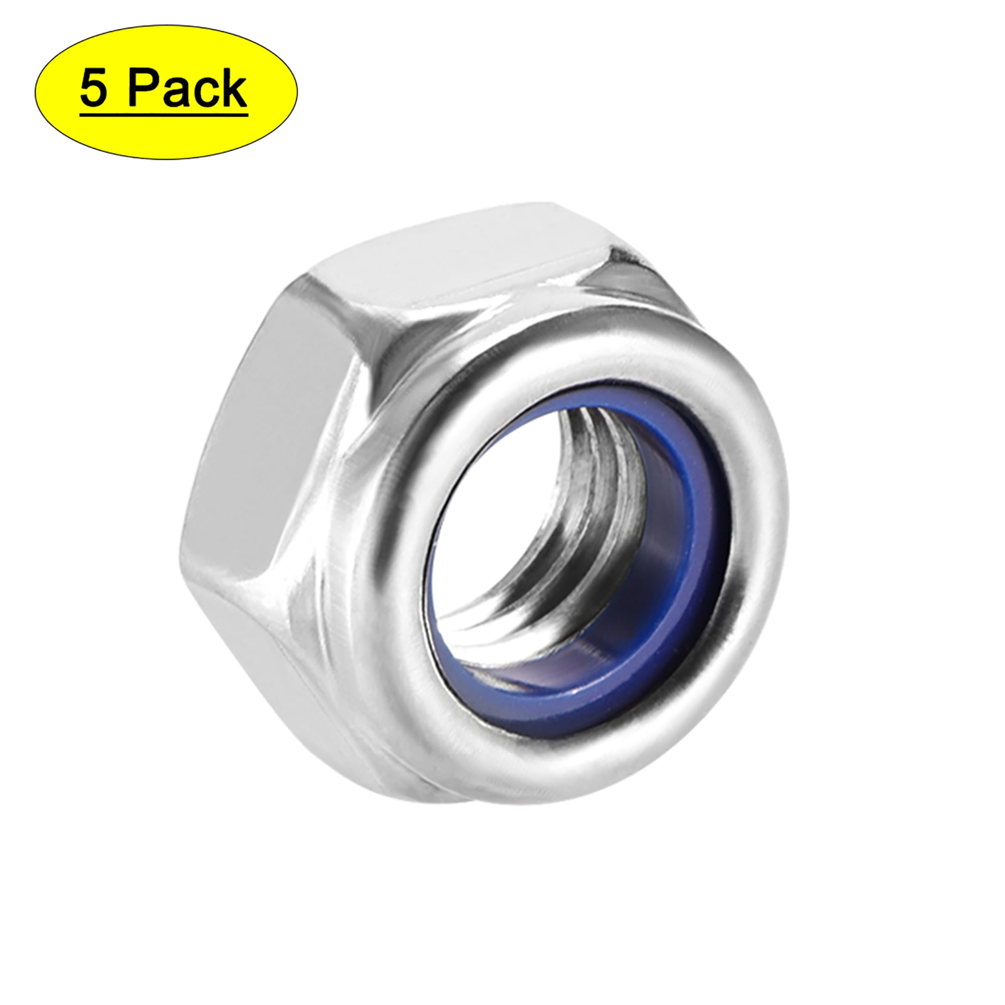 Uxcell M8x1.25mm Hex Lock Nuts Stainless Steel Nylon Insert SelfLock