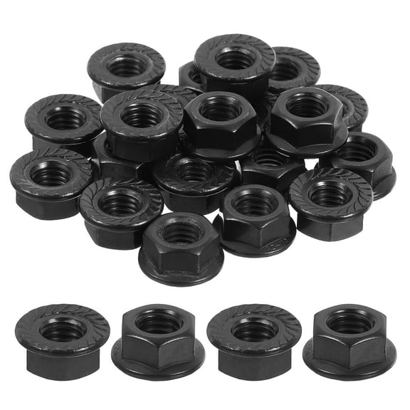 Uxcell M8x1.25mm Serrated Flange Hex Lock Nuts, 20Pack 304 Stainless Steel Non-Slip Metric Hexagon Flange Nut, Black