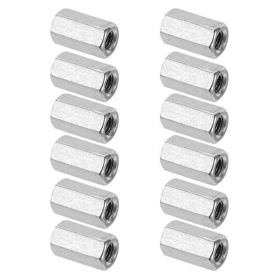 Uxcell M8x1.25mm Stainless Steel Hex Coupling Nuts,12pcs 25mm Threaded Rod Connector
