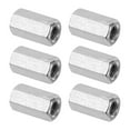 Uxcell M8x1.25mm Stainless Steel Hex Coupling Nuts, 6pcs 25mm Threaded