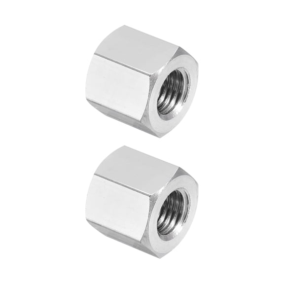 Uxcell M8x1 Pitch 304 Stainless Steel Hex Coupling Nuts, 2 Pcs 12mm / 0.47" Length Fully Threaded Rod Coupling Nut Studding Connector Fasteners, Silver Tone