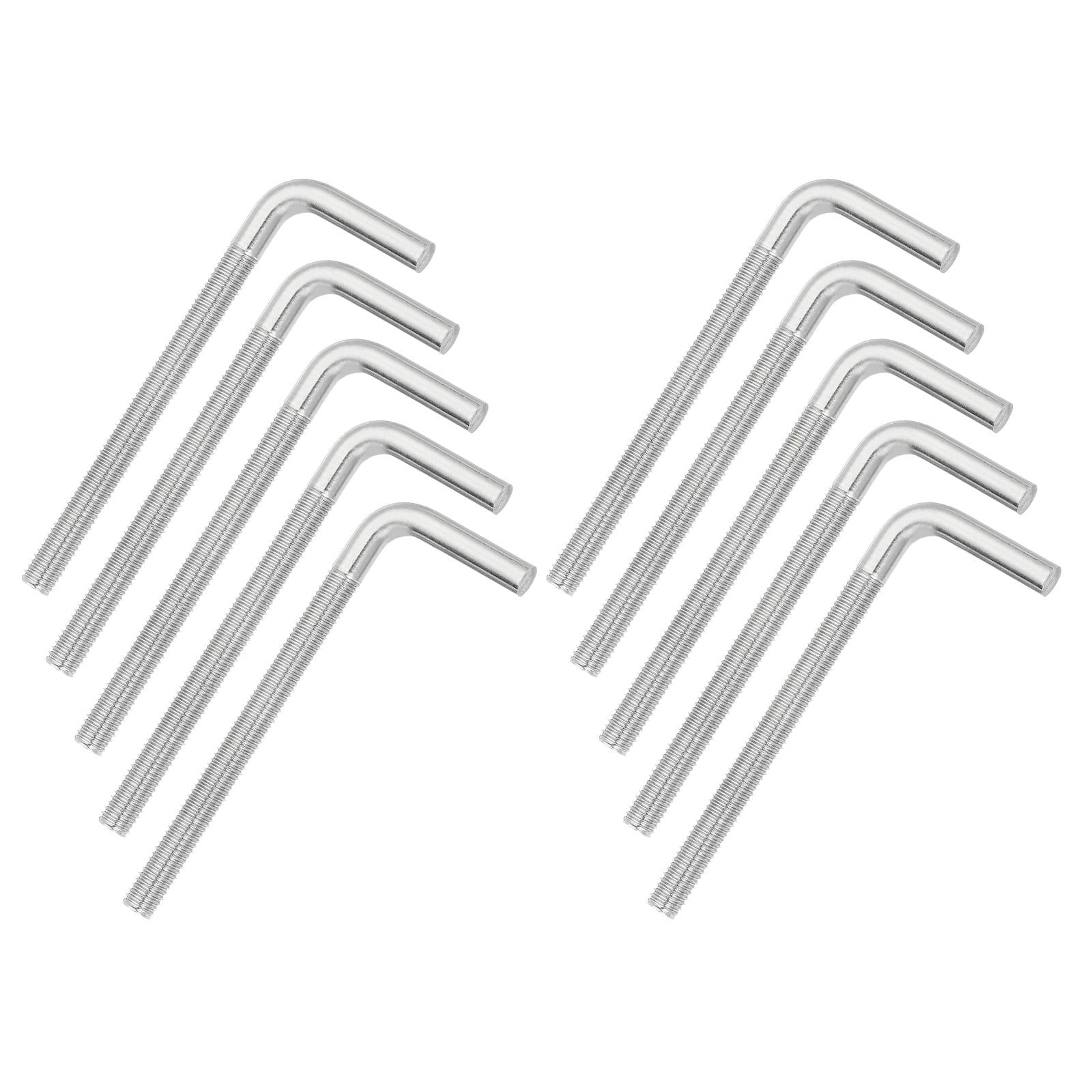 Uxcell M8x100mm 7/L-Shaped Right Angle Bolt Screw, 304 Stainless Steel L Shape Foundation Bolt Long Square Bend Screw, 10 Pcs