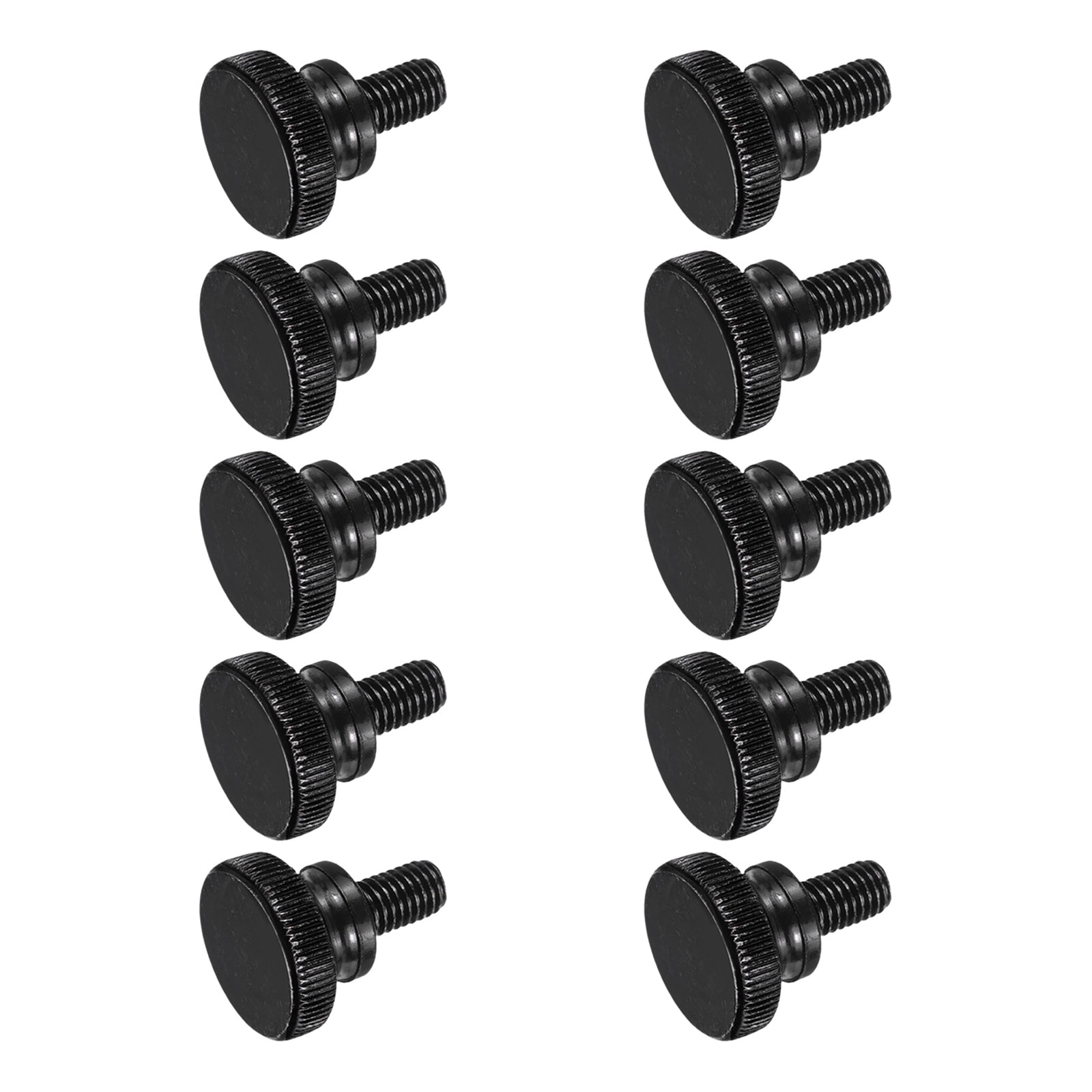 Uxcell M8x10mm Knurled Thumb Screws, Black Steel Flat Head Thumb Screws Zinc Plated Metric Knurled Head Bolts with Shoulder Grip Knobs Hand Tighten Thread Fasteners, 10 Pcs