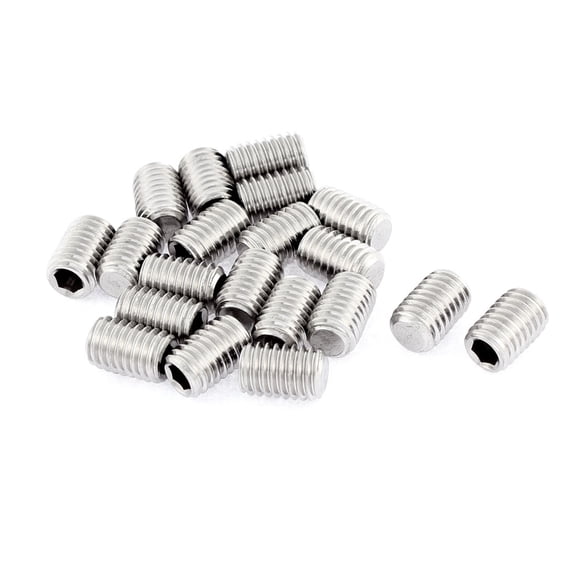 Uxcell M8x12mm 1.25mm Pitch Stainless Steel Hex Socket Set Flat Point Grub Screws 20 Pack