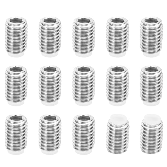 Uxcell M8x12mm Nylon Tip Grub Screw Hex Socket Head Cup Point Anti Slip Set Screws Internal Hex Drive Hardware 15 Pack