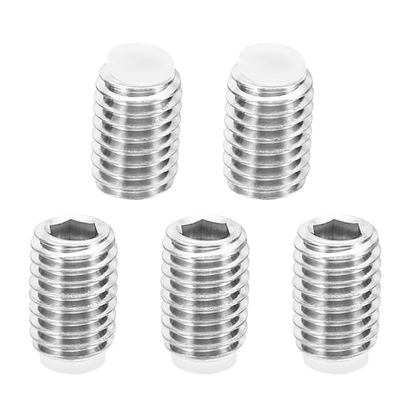Uxcell M8x12mm Nylon Tip Grub Screw Hex Socket Head Cup Point Anti Slip Set Screws Internal Hex Drive Hardware 5 Pack