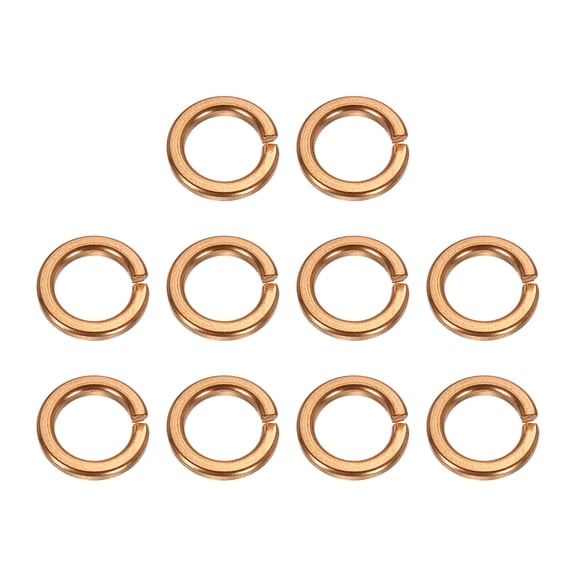 Uxcell M8x12x2.1mm Split Lock Washer, 10 PCS Copper Metric Spring Lock Gaskets Washer Spacers for Screws Bolts, Cooper Tone