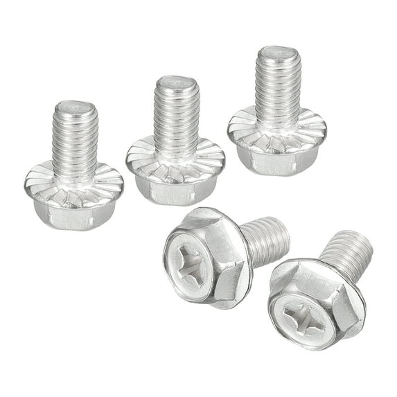 Uxcell M8x14mm Phillips Hex Head Flange Bolts, 10 Pack 304 Stainless Steel Screws