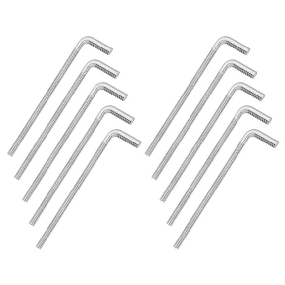 Uxcell M8x150mm 7/L-Shaped Right Angle Bolt Screw, 304 Stainless Steel L Shape Foundation Bolt Long Square Bend Screw, 10 Pcs