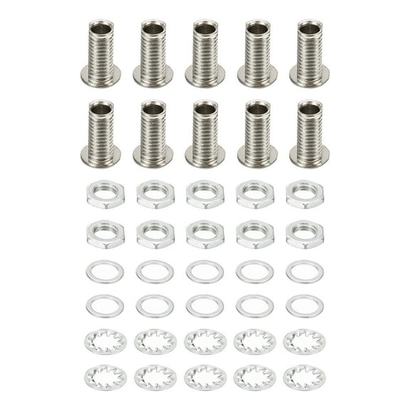 Uxcell M8x15mm Round Head Hollow Screw Bolts Through Hole Bolt Chandelier Fasteners with Hex Nut and Gasket 40Pieces