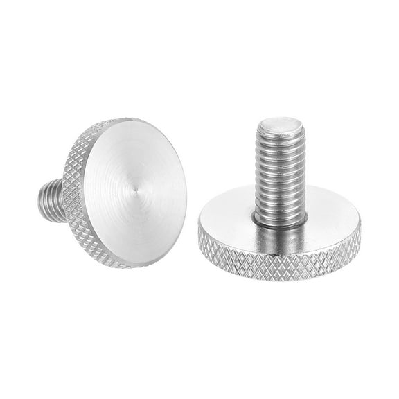 Uxcell M8x16mm Knurled Thumb Screws, 304 Stainless Steel Flat Head Thumb Screws Metric Diamond Knurled Head Bolts Grip Knobs Hand Tighten Thread Fasteners, 25mm Dia. 2 Pcs