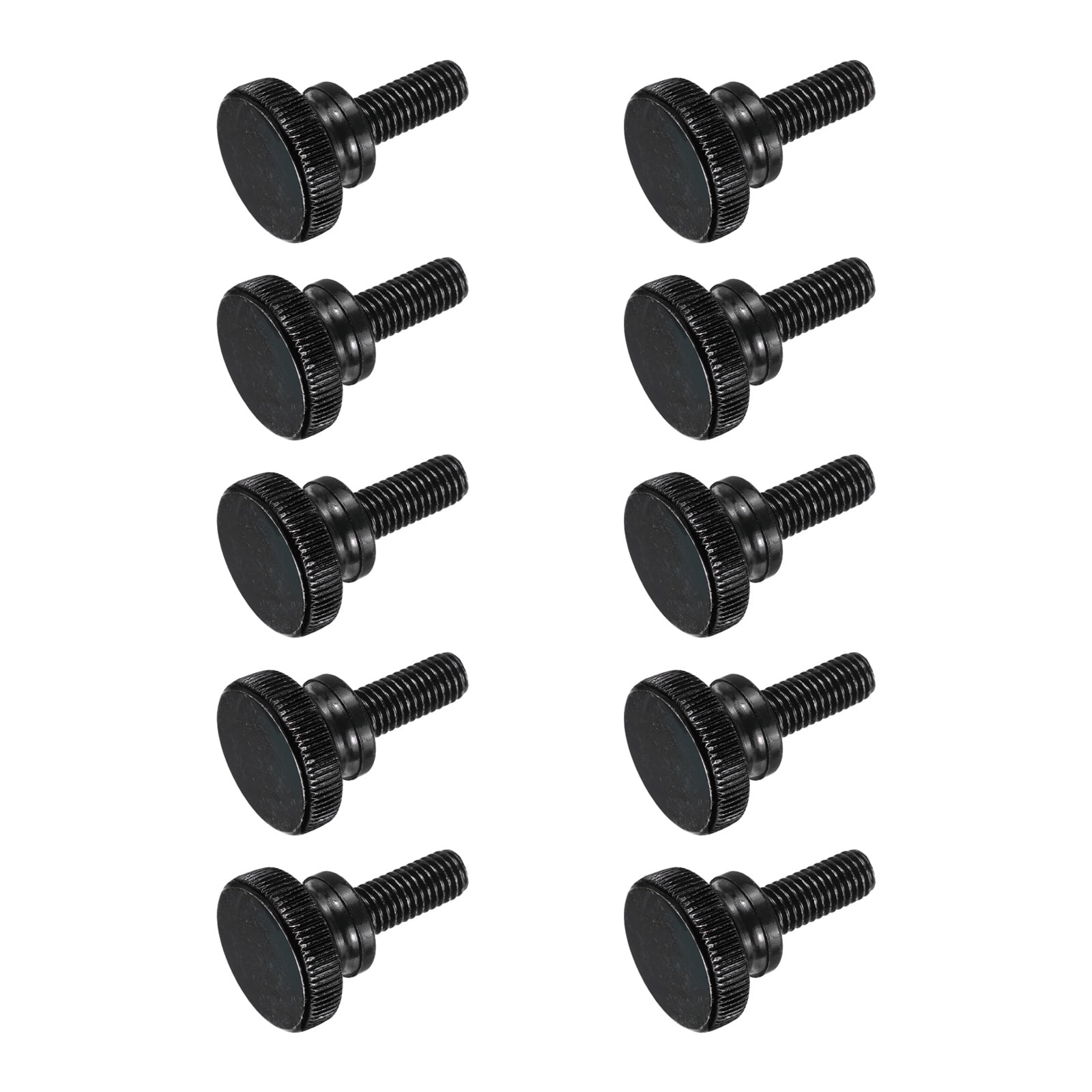 Uxcell M8x16mm Knurled Thumb Screws, Black Steel Flat Head Thumb Screws Zinc Plated Metric Knurled Head Bolts with Shoulder Grip Knobs Hand Tighten Thread Fasteners, 10 Pcs