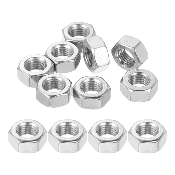 Uxcell M8x1mm Hex Nuts, 12Pcs 304 Stainless Steel Metric Fine Thread Hexagon Lock Nuts Fasteners 13mm/0.51" Width, 6.5mm/0.26" Height for Machinery Automotive Industrial Use