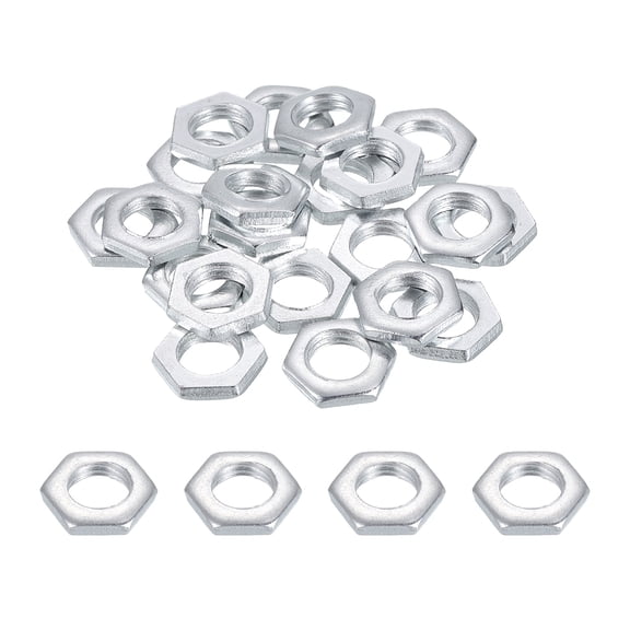 Uxcell M8x1x2.5mm Steel Hex Nuts, 25Pcs Metric Thread Carbon Steel Zinc Plated Finished Hardware Metal Screw Nuts Fasteners for Machinery Manufacturing, Industrial Use, 12mm Width