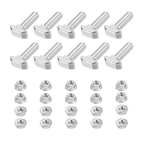 Uxcell M8x20 Hammer Head Bolt T Screw Hexagon Flange Nuts 2020 European Standard 10 Pack