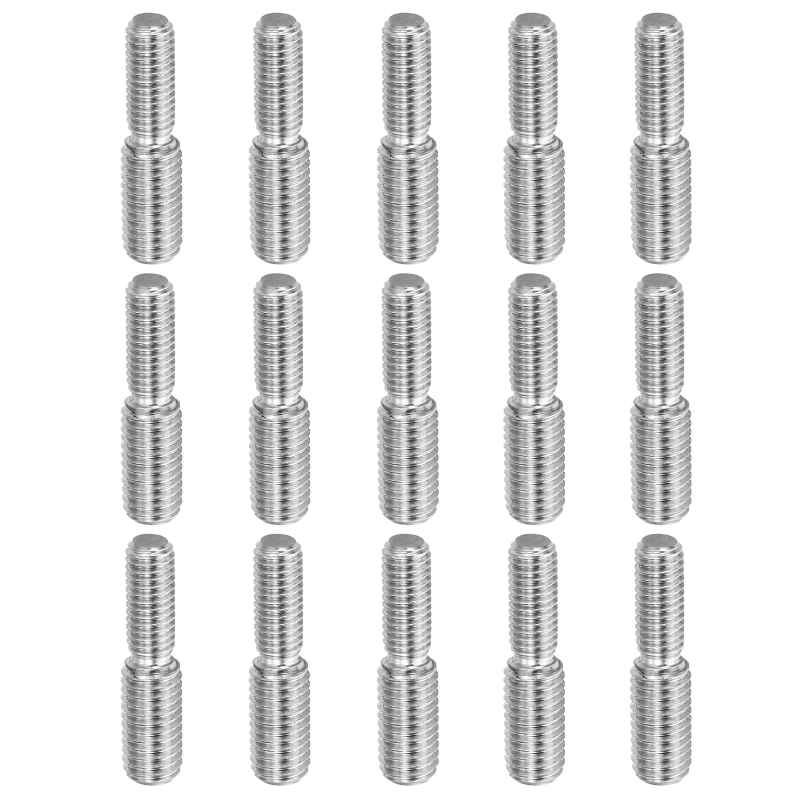 Uxcell M8x20 to M10x20 Double End Threaded Stud Screw Bolt, 15 Pack Stainless Steel Rod Bolts, 41mm Long