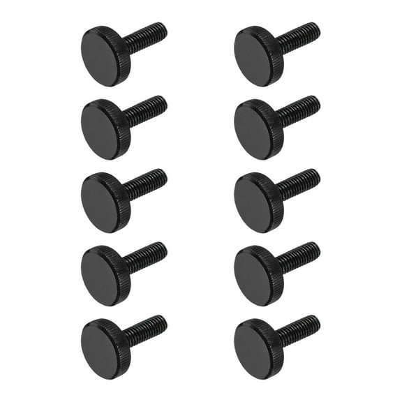 Uxcell M8x20mm Knurled Thumb Screws, Black Steel Flat Head Thumb Screws Zinc Plated Metric Knurled Head Bolts Grip Knobs Hand Tighten Thread Fasteners, 10 Pcs