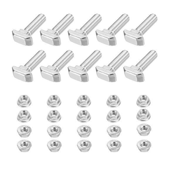 Uxcell M8x25 Hammer Head Bolt T Screw Hexagon Flange Nuts 2020 European Standard 10 Pack