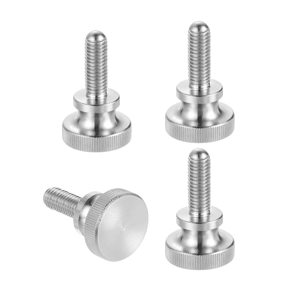Uxcell M8x25mm Knurled Thumb Screws, 304 Stainless Steel Diamond Head Thumb Screws Metric Knurled Head Bolts with Shoulder Grip Knobs Hand Tighten Thread Fasteners, 24mm Dia. 4 Pcs