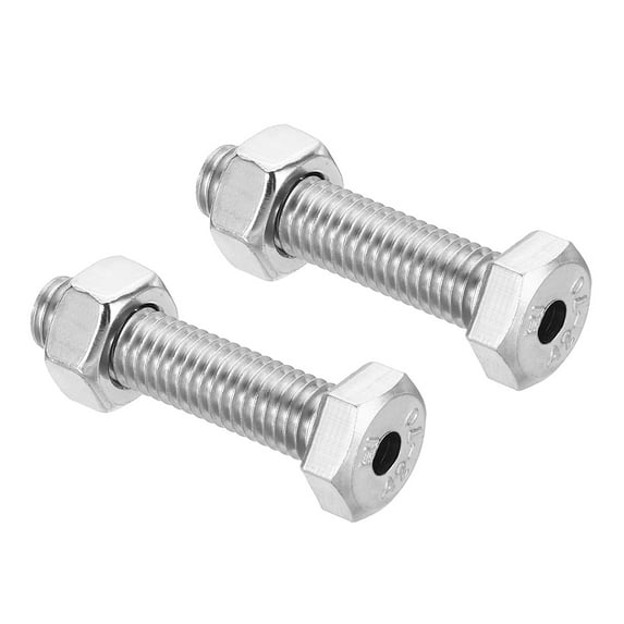 Uxcell M8x35mm Hollow External Hexagon Screw Cylindrical Lamp Threading Screws Through Hole Bolt with Nut 2 Set
