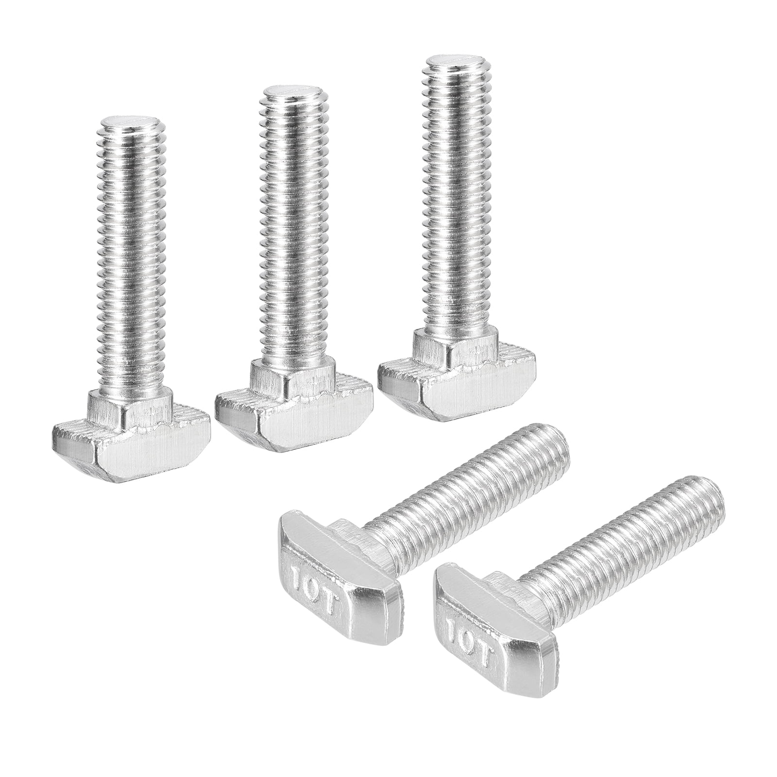 Uxcell T-Slot Bolts, 5pcs M10x20mm T Slot Drop-in Stud Sliding Bolts 304 Stainless Steel T Shape