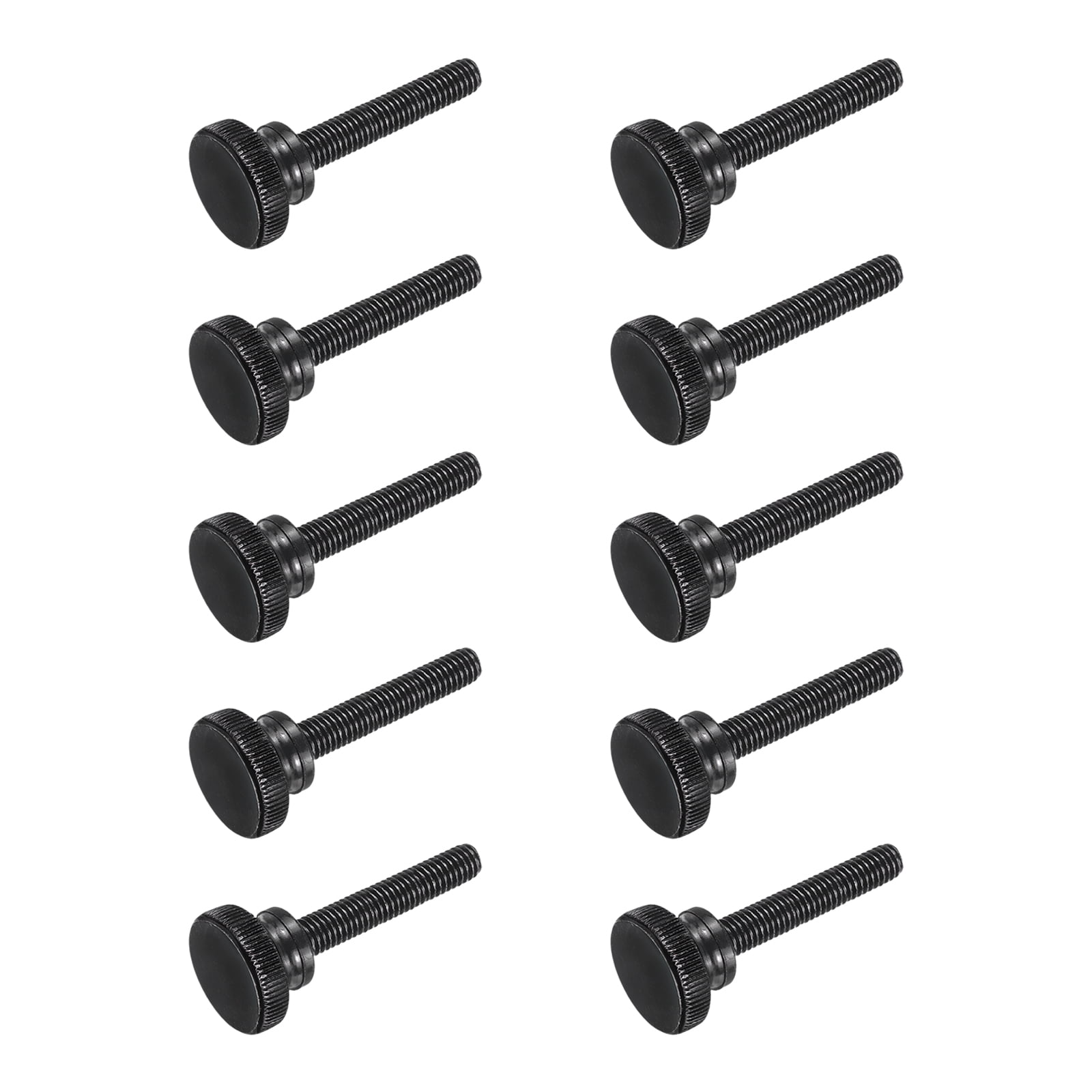 Uxcell M8x40mm Knurled Thumb Screws, Black Steel Flat Head Thumb Screws Zinc Plated Metric Knurled Head Bolts with Shoulder Grip Knobs Hand Tighten Thread Fasteners, 10 Pcs
