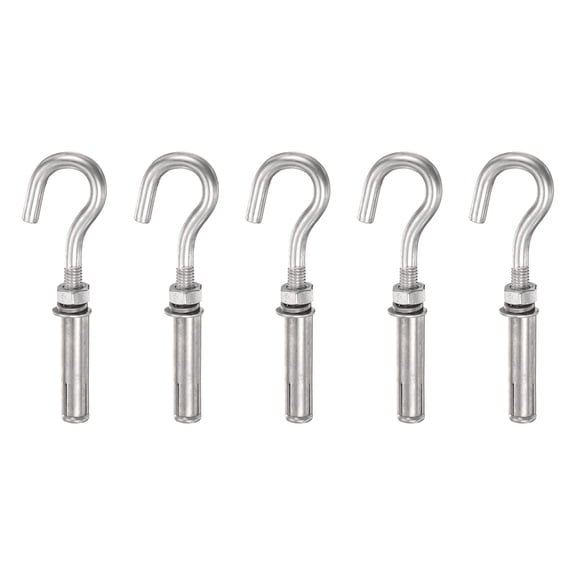 Uxcell M8x45mm Concrete Eye Bolts, 4 Pcs Stainless Steel Expansion Concrete Wall Anchors Eyebolt Heavy Duty Expansion Hook Bolt Fastener Small Open for Concrete Wall Masonry