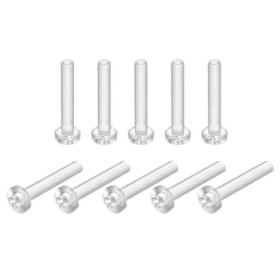 Uxcell M8x50mm Plastic Phillips Bolts PC Pan Head Machine Screws Transparent 10 Pack