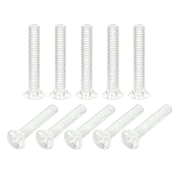 Uxcell M8x50mm Plastic Phillips Machine Screws, PC Flat Head Machine Bolts 10 Pack