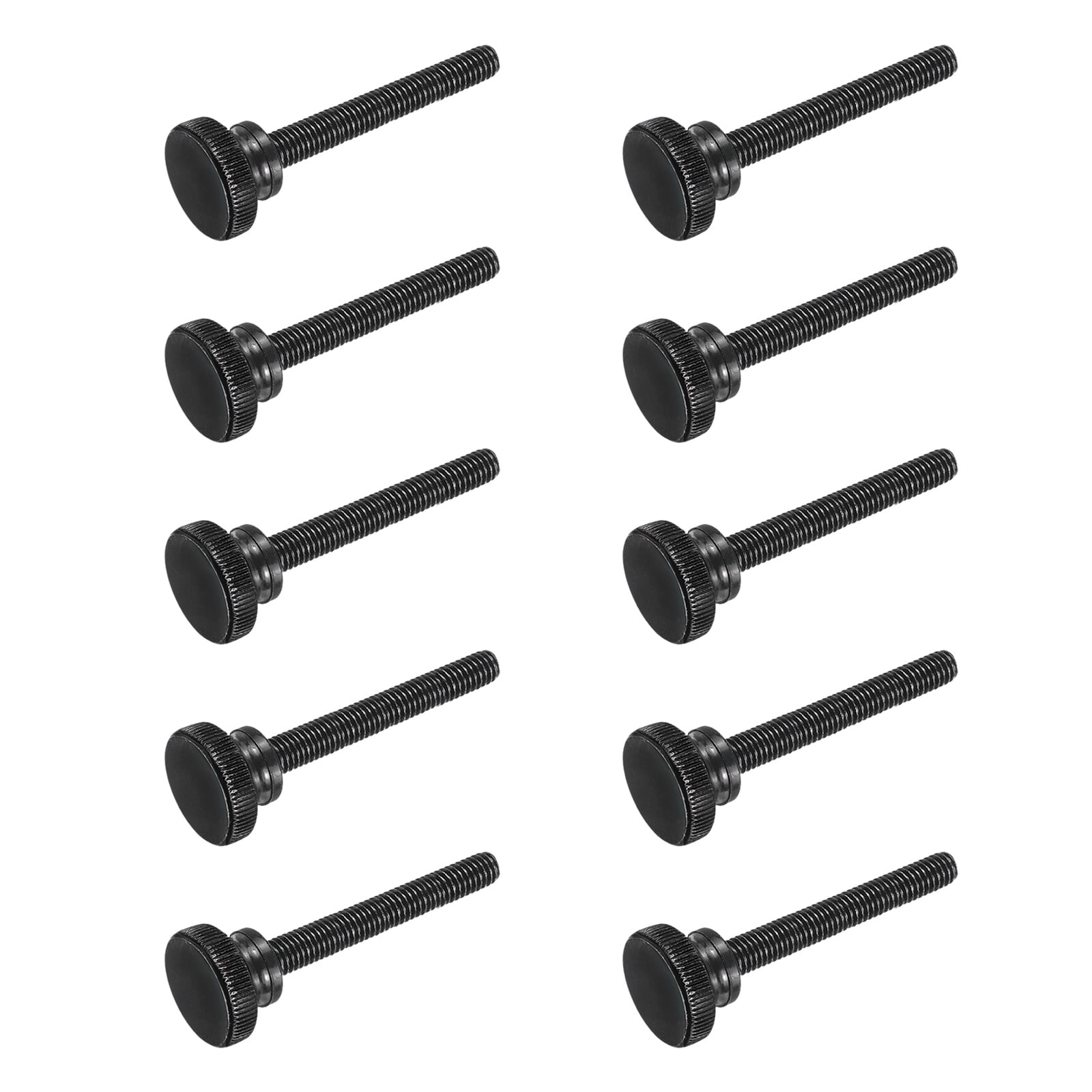 Uxcell M8x60mm Knurled Thumb Screws, Black Steel Flat Head Thumb Screws Zinc Plated Metric Knurled Head Bolts with Shoulder Grip Knobs Hand Tighten Thread Fasteners, 10 Pcs