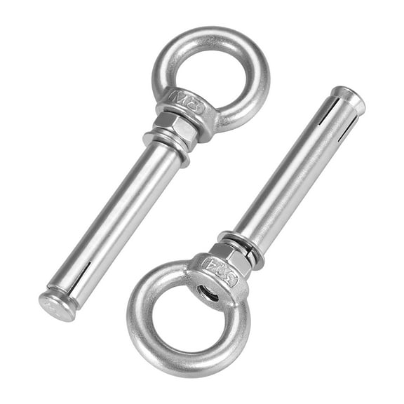 Uxcell M8x80 Expansion Eyebolt Screw Eye Nuts with Ring Raw Bolts 2pcs